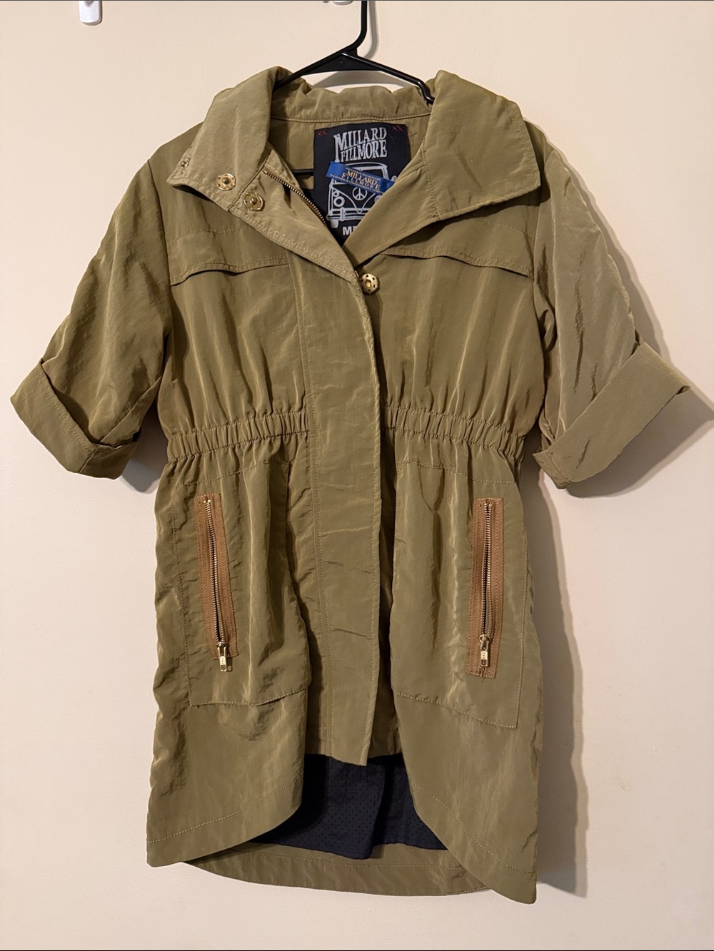 Millard Fillmore Olive Utility Jacket with Cinched Waist